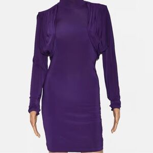 Marciano Purple Bodycon Dress with Bishop Sleeves